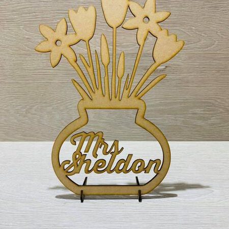 Vase with Flowers Personalised with Name