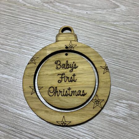 Baby's First Christmas Bauble Oak