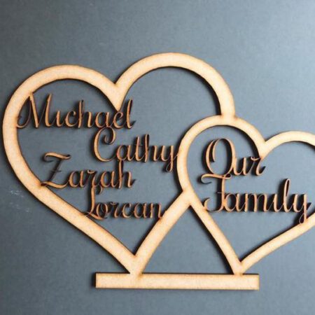 Personalised Double Family Heart