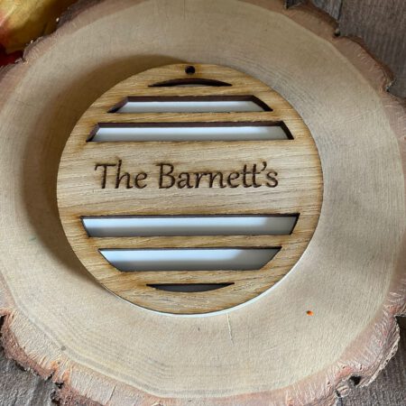 Personalised Oak Bauble with Acrylic Back