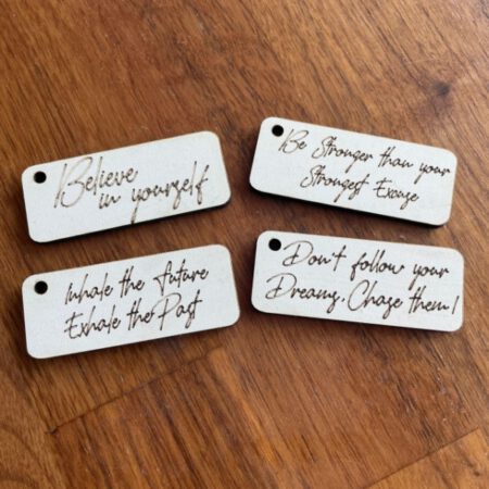 White Worded Keyrings
