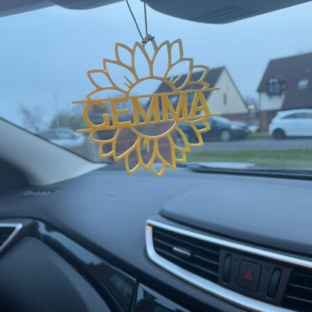 Personalised Sunflower Car Hanger