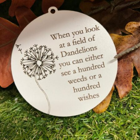 Dandelion White Engraved Bauble