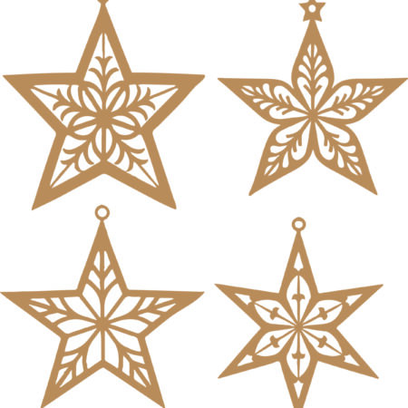 Set of 4 Stunning Star Baubles