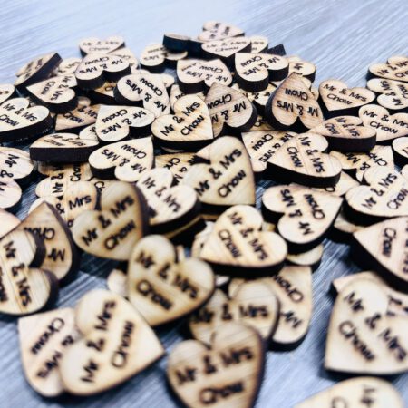 Personalised Wooden Wedding Heart Table Confetti