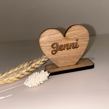 Personalised Wooden Wedding Heart Name Place Setting