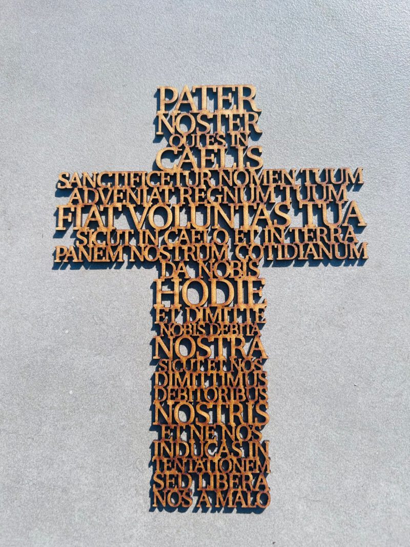 The Lords Prayer Cross in Latin - Manchester Laser Cuts