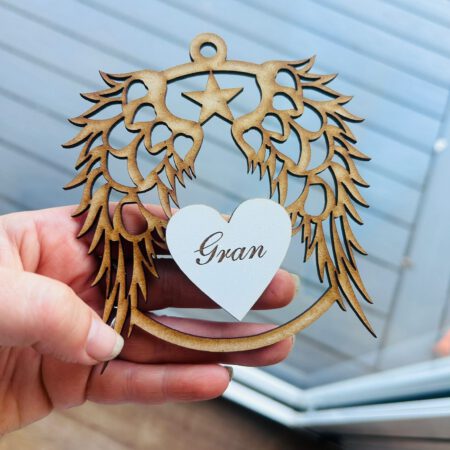 Personalised Wings with Heart Bauble