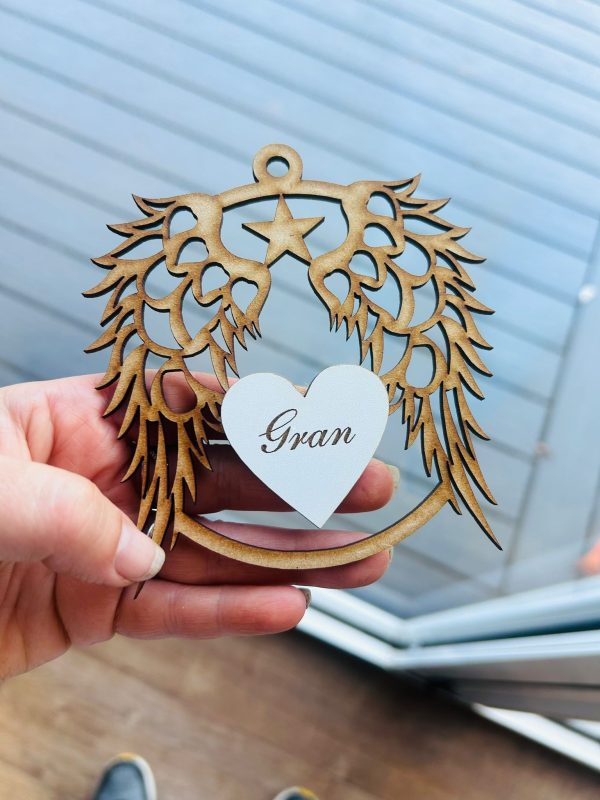Personalised Wings with Heart Bauble