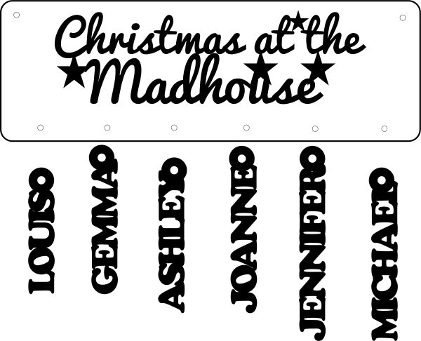 Christmas Sign With Hanging Names