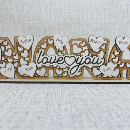 Nana sign with personalised hearts
