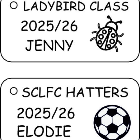 White Worded Keyrings with Small Image