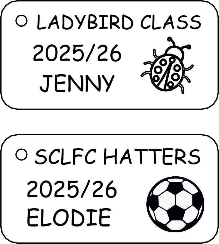 White Worded Keyrings with Small Image