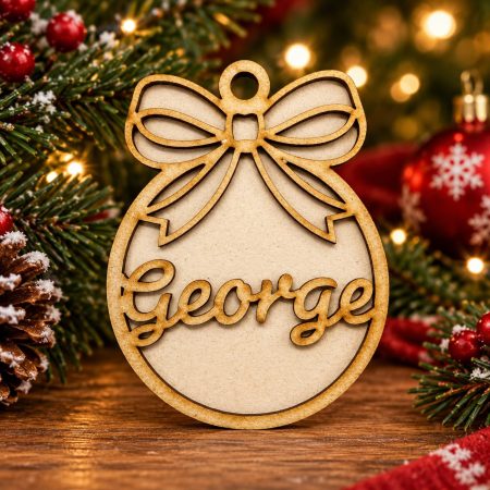 Layered Personalise Bow Bauble