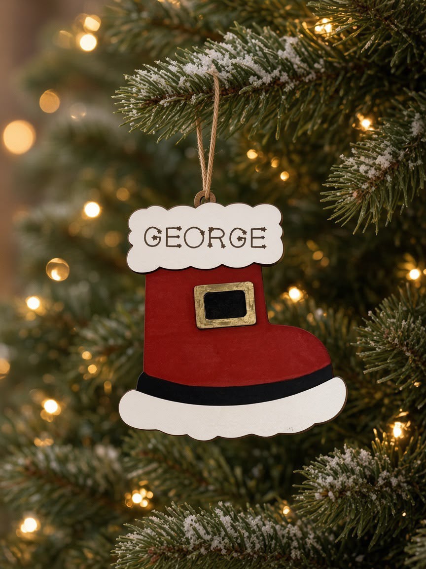 Personalised Santa Boot Bauble